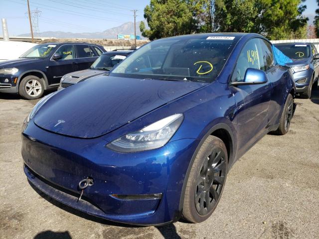 5YJYGAEEXMF201064 - 2021 TESLA MODEL Y BLUE photo 2