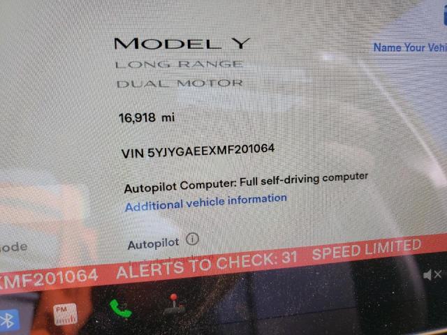 5YJYGAEEXMF201064 - 2021 TESLA MODEL Y BLUE photo 8