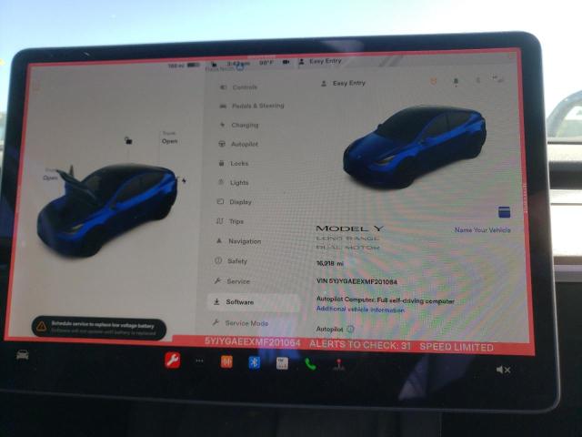 5YJYGAEEXMF201064 - 2021 TESLA MODEL Y أزرق صورة 9