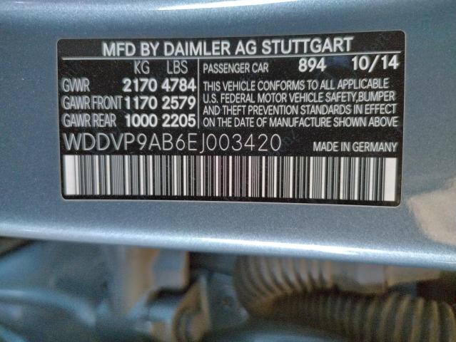 WDDVP9AB6EJ003420 - 2014 MERCEDES-BENZ B ELECTRIC BLUE photo 10