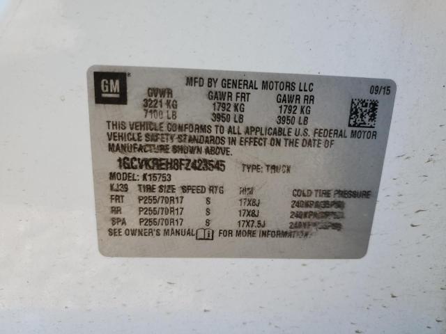 1GCVKREH8FZ423545 - 2015 CHEVROLET SILVERADO WHITE photo 10