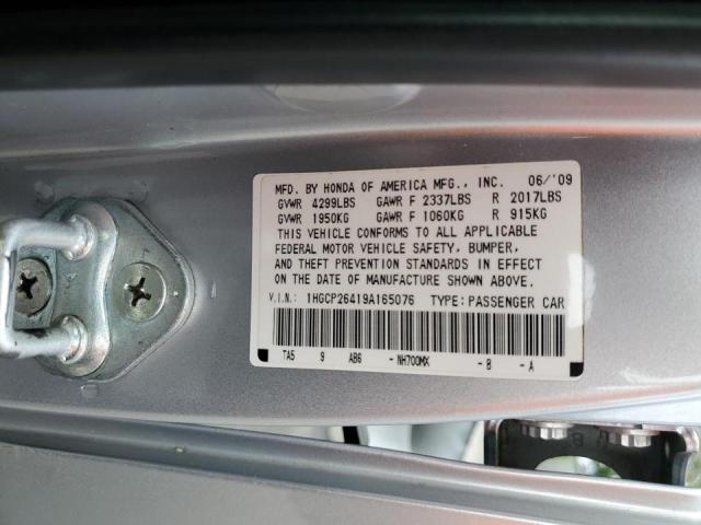 1HGCP26419A165076 - 2009 HONDA ACCORD LXP SILVER photo 10