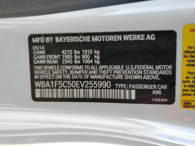 WBA1F5C50EV255990 - 2014 BMW 228 I WHITE photo 10