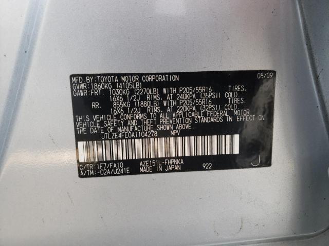 JTLZE4FE0A1104278 - 2010 TOYOTA SCION XB Grau Foto 10