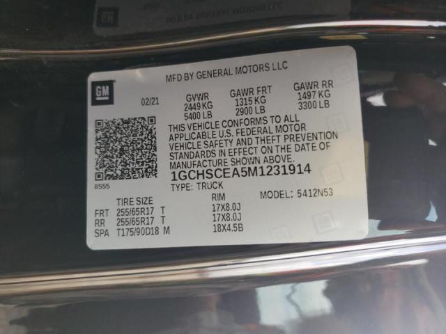 1GCHSCEA5M1231914 - 2021 CHEVROLET COLORADO L BLACK photo 10