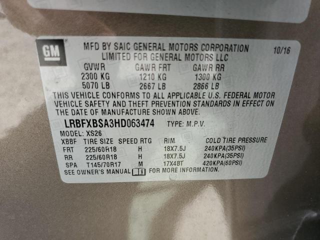 LRBFXBSA3HD063474 - 2017 BUICK ENVISION ESSENCE  照片 10