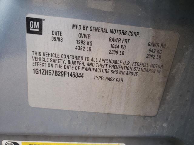 1G1ZH57B29F146844 - 2009 CHEVROLET MALIBU 1LT ლურჯი ფოტო 10