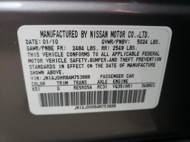 JN1AJ0HR8AM753888 - 2010 INFINITI EX35 BASE Gümüş foto 10