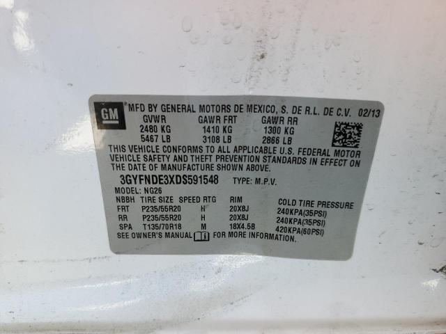 3GYFNDE3XDS591548 - 2013 CADILLAC SRX PERFOR WHITE photo 10