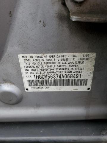 1HGCM56374A068491 - 2004 HONDA ACCORD LX  photo 10