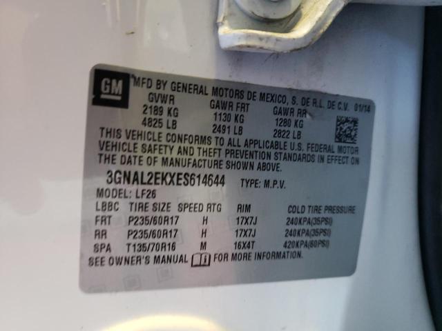 3GNAL2EKXES614644 - 2014 CHEVROLET CAPTIVA LS 白色 照片 10