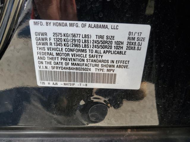 5FRYD4H84HB026024 - 2017 ACURA MDX ADVANC BLACK photo 10