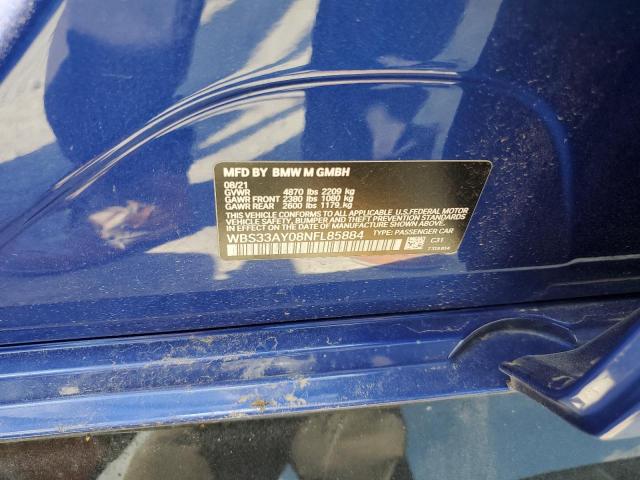 WBS33AY08NFL85884 - 2022 BMW M3 COMPETI BLUE photo 10