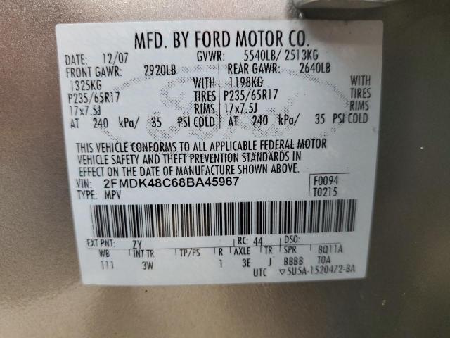 2FMDK48C68BA45967 - 2008 FORD EDGE SEL SILVER photo 10