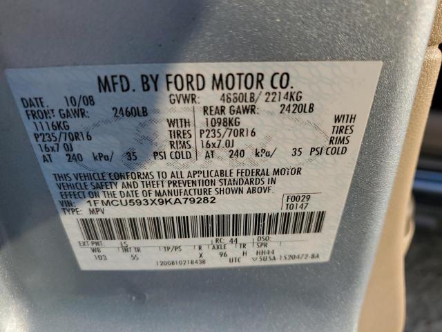 1FMCU593X9KA79282 - 2009 FORD ESCAPE HYB BLUE photo 10