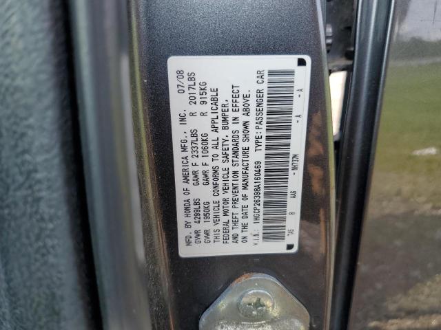 1HGCP26398A160469 - 2008 HONDA ACCORD LX GRAY photo 10