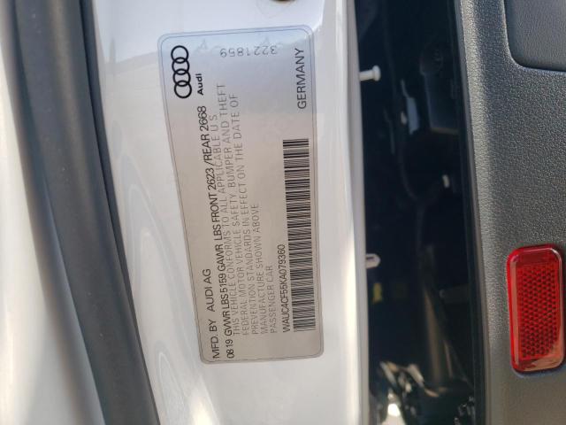 WAUC4CF55KA079360 - 2019 AUDI S5 PRESTIG WHITE photo 10