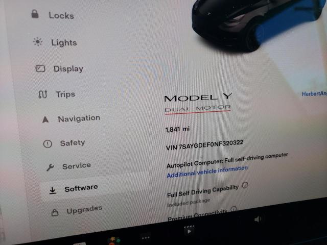 7SAYGDEF0NF320322 - 2022 TESLA MODEL Y أسود صورة 8