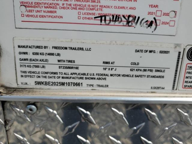 5WKBE2025M1070661 - 2021 UTILITY TRAILER თეთრი ფოტო 10