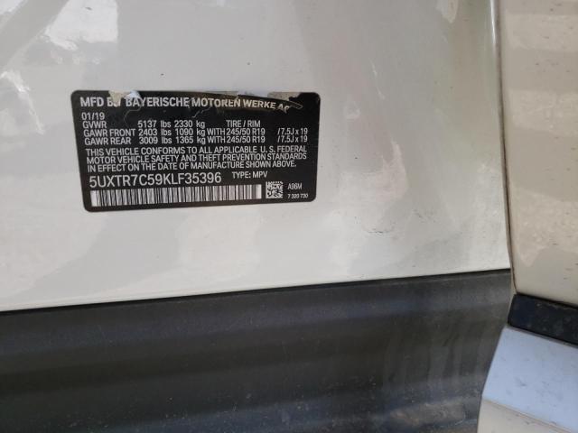 5UXTR7C59KLF35396 - 2019 BMW X3 SDRIVE3 Blanco foto 10