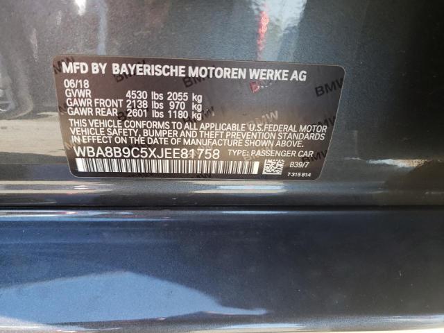 WBA8B9C5XJEE81758 - 2018 BMW 3 SERIES Қара фото 10