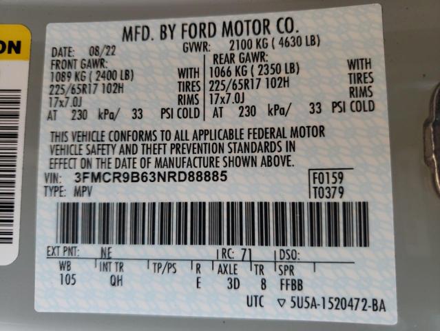 3FMCR9B63NRD88885 - 2022 FORD BRONCO SPO TEAL photo 10