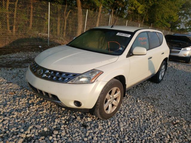 JN8AZ08W36W521338 - 2006 NISSAN MURANO SL WHITE photo 2