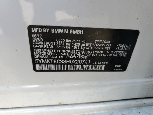 5YMKT6C38H0X20741 - 2017 BMW X5 M WHITE photo 10