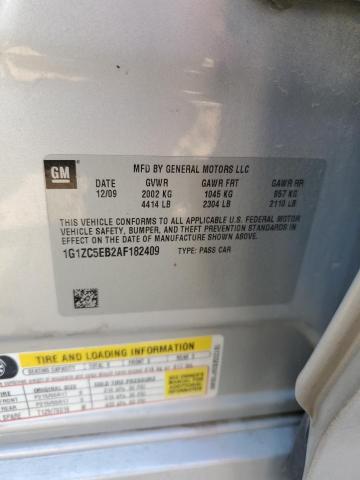 1G1ZC5EB2AF182409 - 2010 CHEVROLET MALIBU 1LT ვერცხლისფერი ფოტო 10