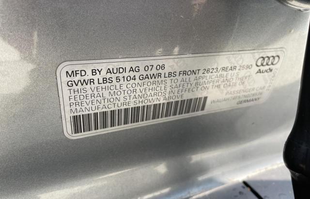 WAUAH74F57N028536 - 2007 AUDI A6 3.2 GRAY photo 10