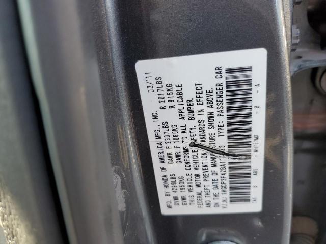 1HGCP2F42BA111923 - 2011 HONDA ACCORD LXP GRAY photo 10