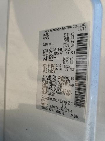 5N1AL0MM3DC300821 - 2013 INFINITI JX35 SILVER photo 10