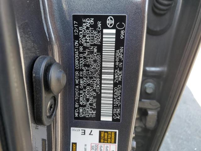 JTDKARFP7H3065551 - 2017 TOYOTA PRIUS PRIM 灰色 照片 10