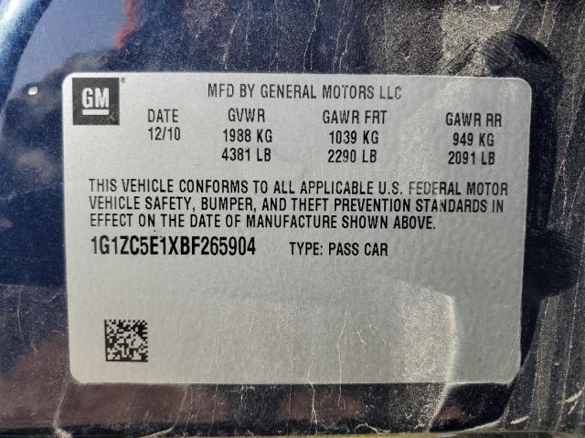 1G1ZC5E1XBF265904 - 2011 CHEVROLET MALIBU 1LT 蓝色 照片 10