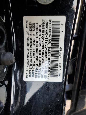 19XFC2E81LE022340 - 2020 HONDA CIVIC SPOR BLACK photo 10