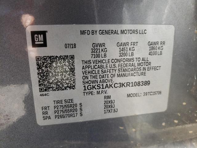 1GKS1AKC3KR108389 - 2019 GMC YUKON SLE SILVER photo 10