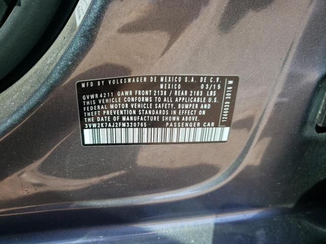 3VW2K7AJ2FM320765 - 2015 VOLKSWAGEN JETTA BASE 灰色 照片 10