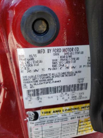 5LMJJ3HT2FEJ14443 - 2015 LINCOLN NAVIGATOR 勃艮第红 照片 10