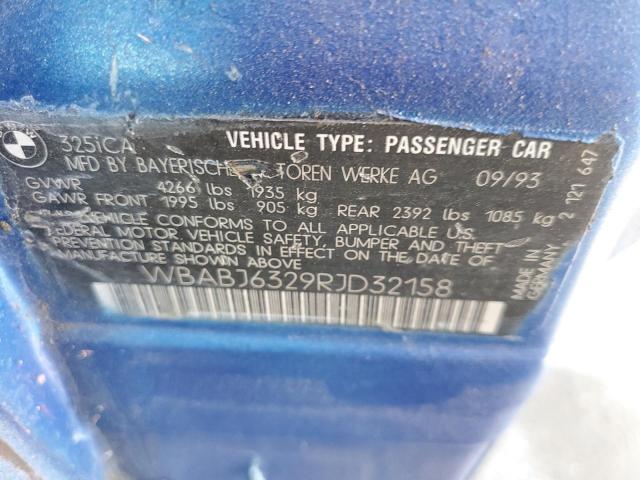 WBABJ6329RJD32158 - 1994 BMW 325 IC AUT BLUE photo 10