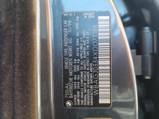 WBAGJ0334XDD73188 - 1999 BMW 750 IL GRAY photo 10