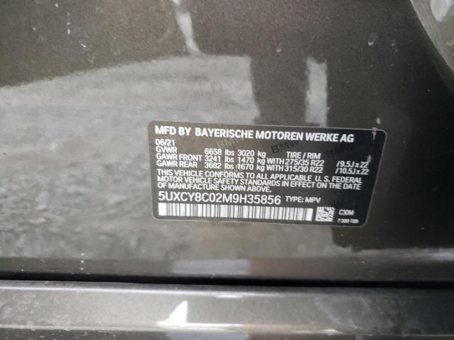 5UXCY8C02M9H35856 - 2021 BMW X6 M50I GRAY photo 10
