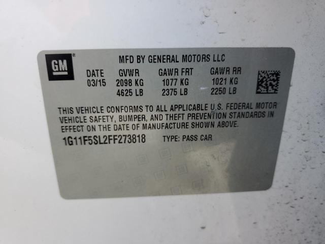 1G11F5SL2FF273818 - 2015 CHEVROLET MALIBU LTZ თეთრი ფოტო 10