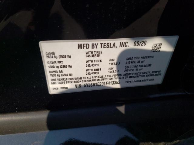 5YJSA1E29LF413353 - 2020 TESLA MODEL S Qara foto 10
