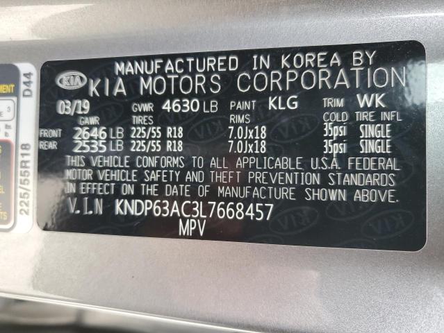 KNDP63AC3L7668457 - 2020 KIA SPORTAGE S GRAY photo 10