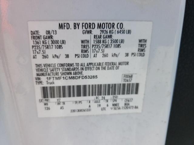 1FTMF1CM8DFD53285 - 2013 FORD F150 WHITE photo 10