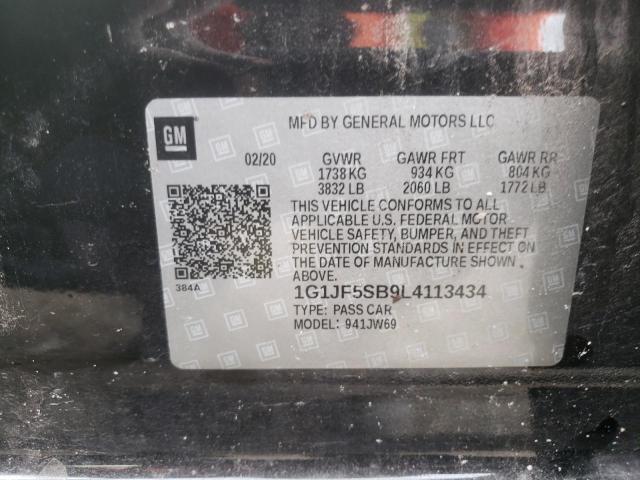 1G1JF5SB9L4113434 - 2020 CHEVROLET SONIC PREM BLACK photo 10