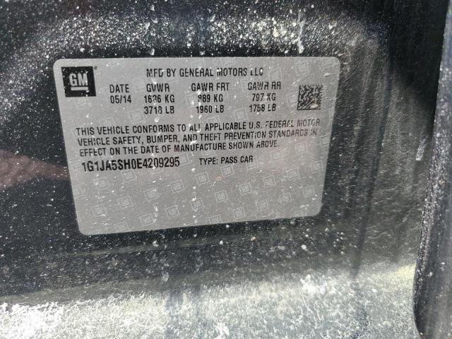 1G1JA5SH0E4209295 - 2014 CHEVROLET SONIC LS CHARCOAL photo 10
