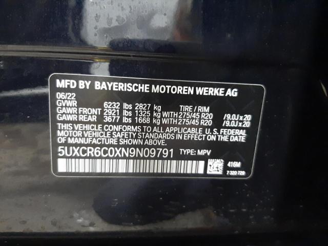 5UXCR6C0XN9N09791 - 2022 BMW X5 XDRIVE4 Schwarz Foto 10