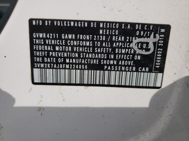 3VW2K7AJ8FM224056 - 2015 VOLKSWAGEN JETTA BASE WHITE photo 10