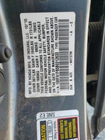 19XFA1F65BE012633 - 2011 HONDA CIVIC LX-S Boz foto 10